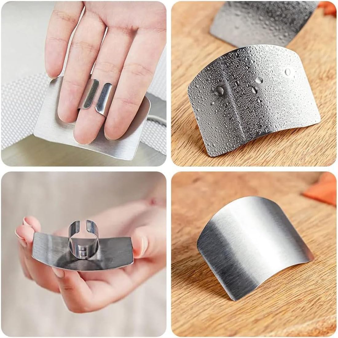 Protector de dedos de acero inoxidable para cortar alimentos, cuchillo, 2 unidades
