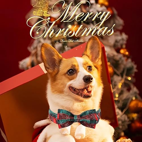 Miniatura 5 de Maca Bates - Collar de perro a cuadros de Navidad con pajarita para perros, corbatín de marinero ajustable, collar rojo y verde, accesorios de