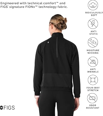 FIGS Sydney Scrub Jacket for Women - Black, L