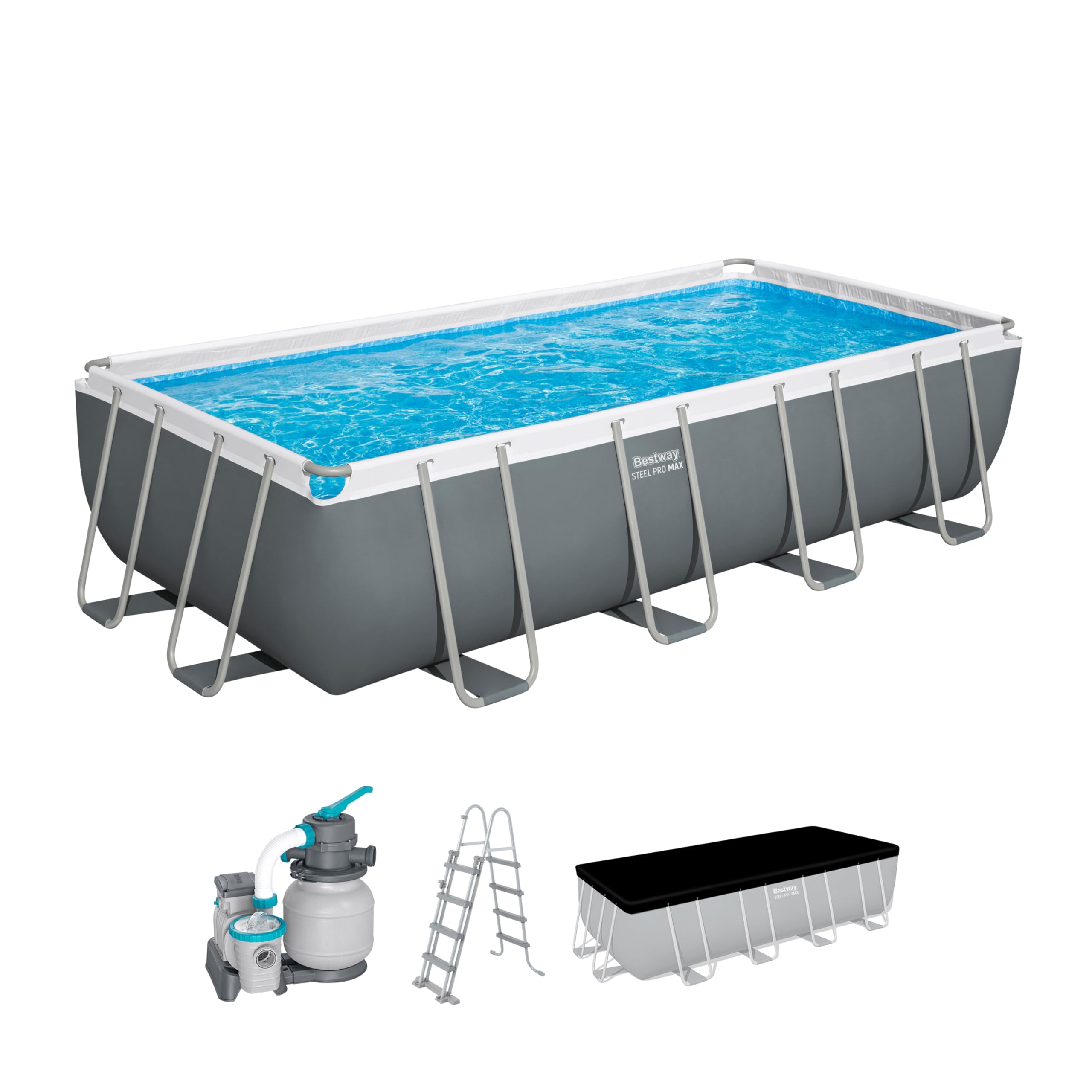 Bestway 56466-7 Set piscina fuori terra Steel Pro MAX - 5,49 m x 2,74 m x 1,22 m, grigio