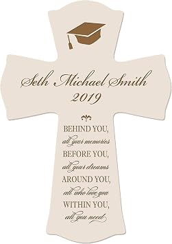 LifeSong Milestones Personalized Cross - Graduation Party Decorations - Graduation Gift for Her Him Daughter Son Unique Graduate Ideas 8 x 11 Behind You Ivory