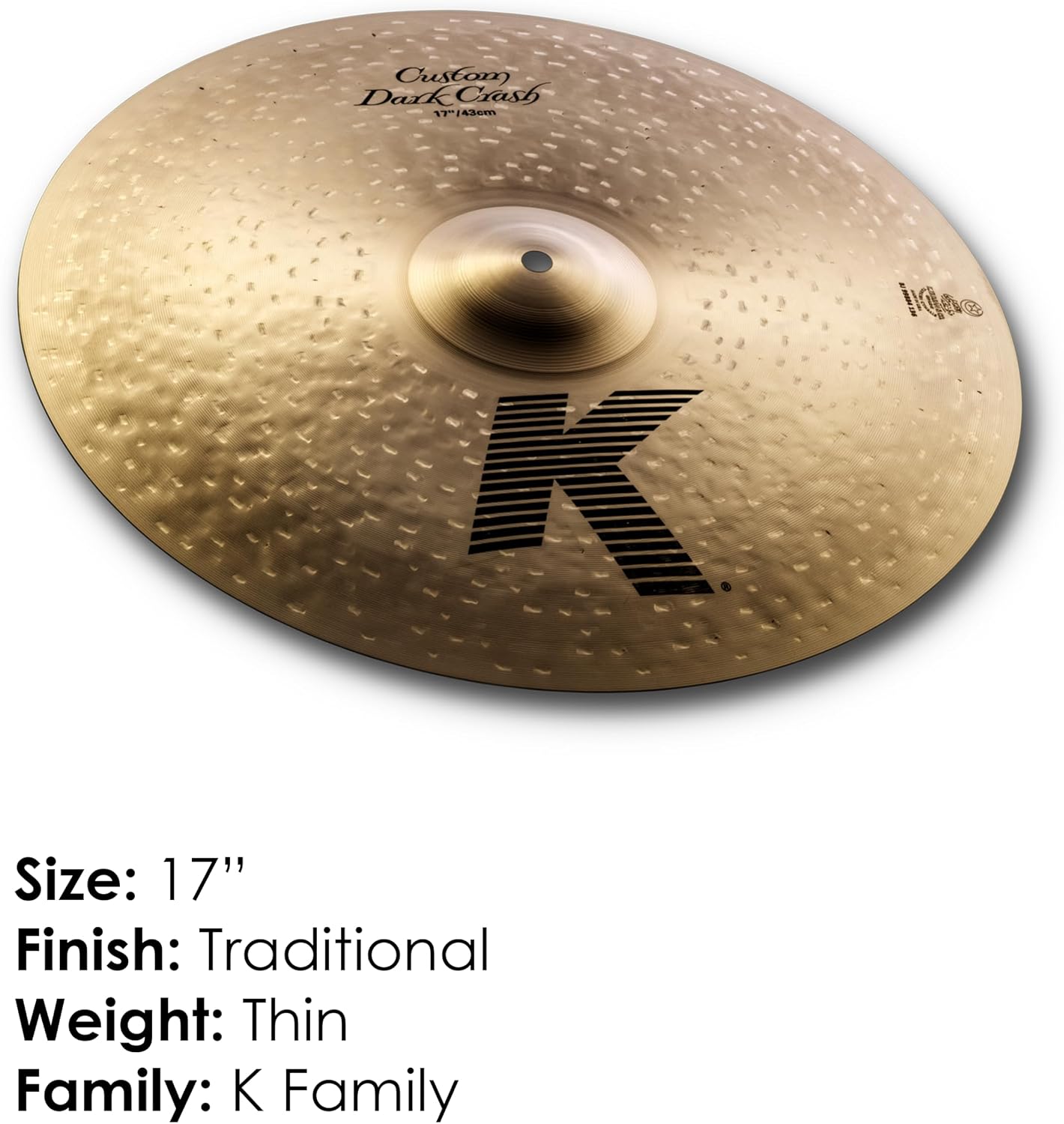 Zildjian K0952 17" K Custom Dark Crash Cast Cymbal