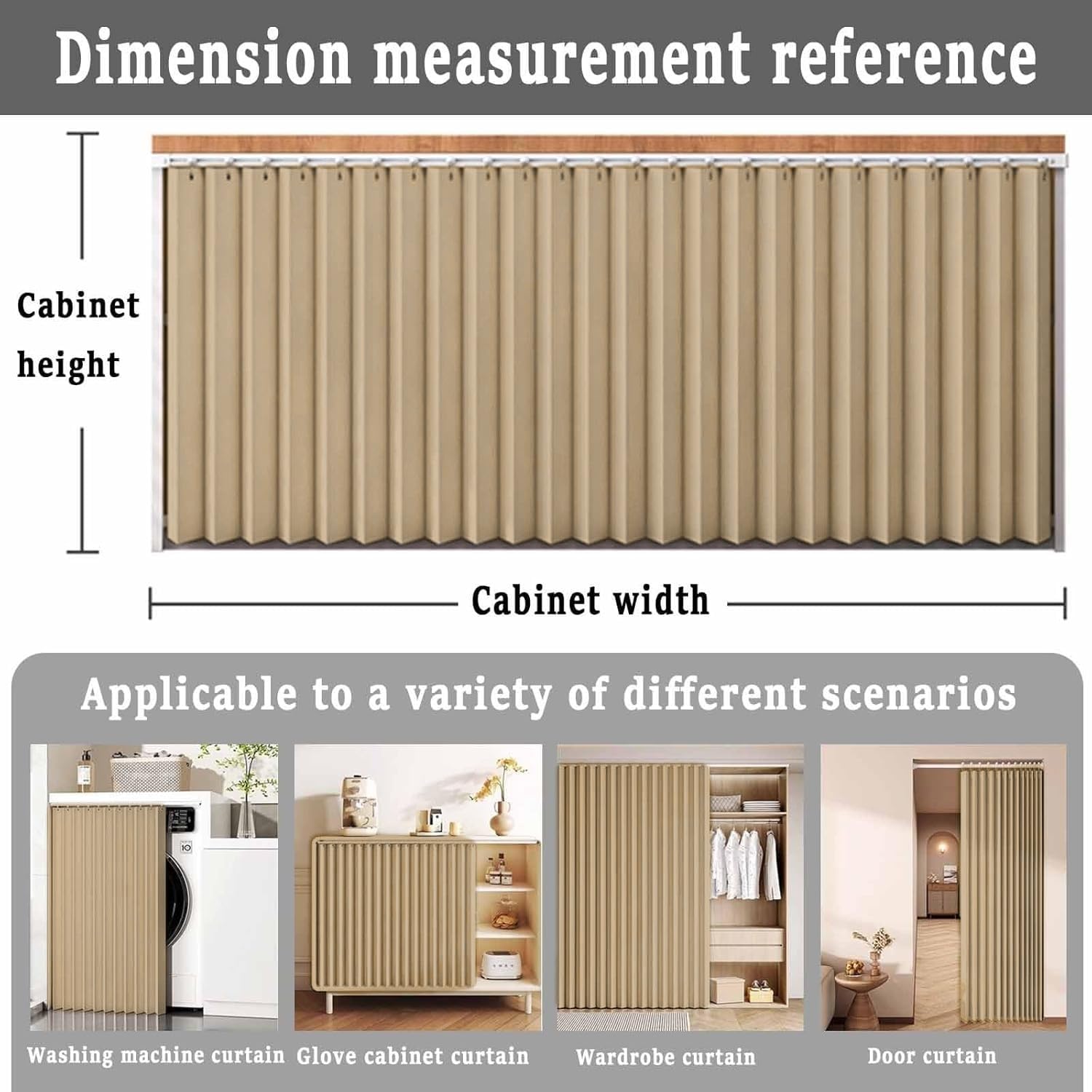 Maßgefertigte, Faltbare Schrankvorhänge mit Gleitschienen für Kleiderschränke, Bücherregale und Lagerschränke.-Light Brown- W80cmxH180cm