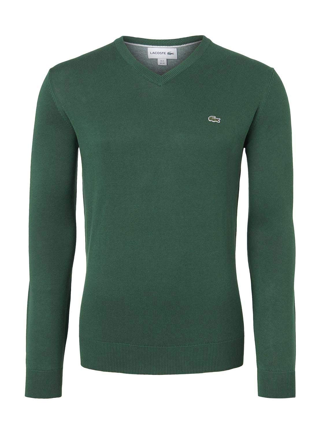 Lacoste Men's Green Jumper Long Sleeve Pull Over Cotton Top Ah4087 Azh