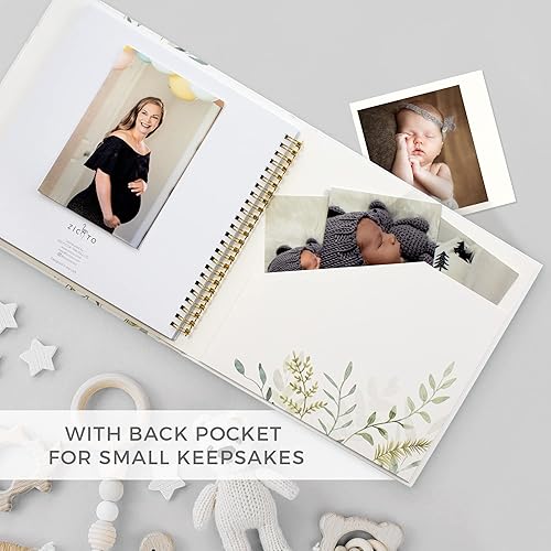 Miniatura 7 de Libro de recuerdos para bebés de recuerdo para niños y niñas, álbum de fotos atemporal para bebés de 5 años, álbum de recortes de diario neutro de