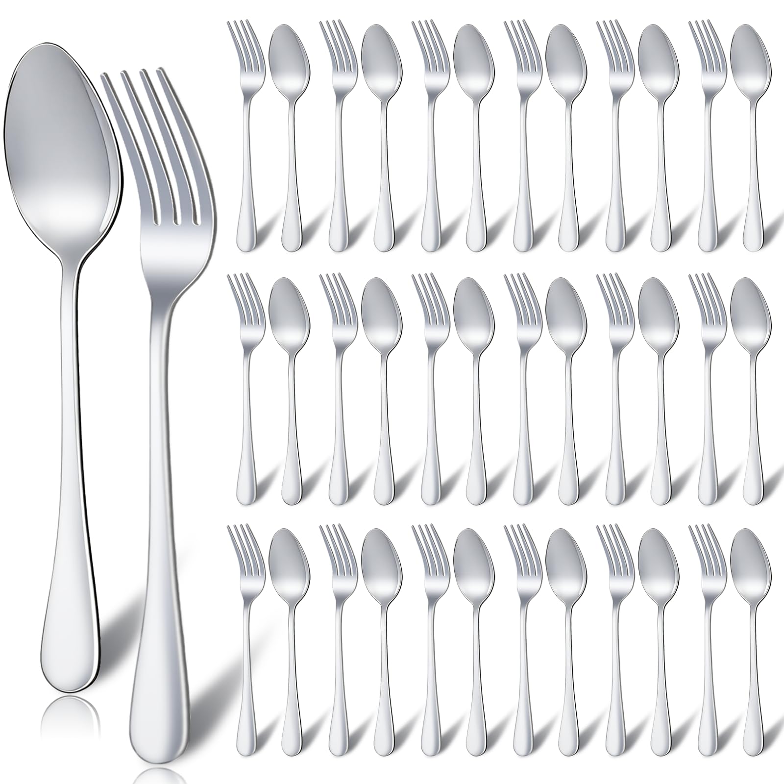 48 Pcs Forks and Spoons Silverware Set,Stainless Steel Flatware Cutlery Set