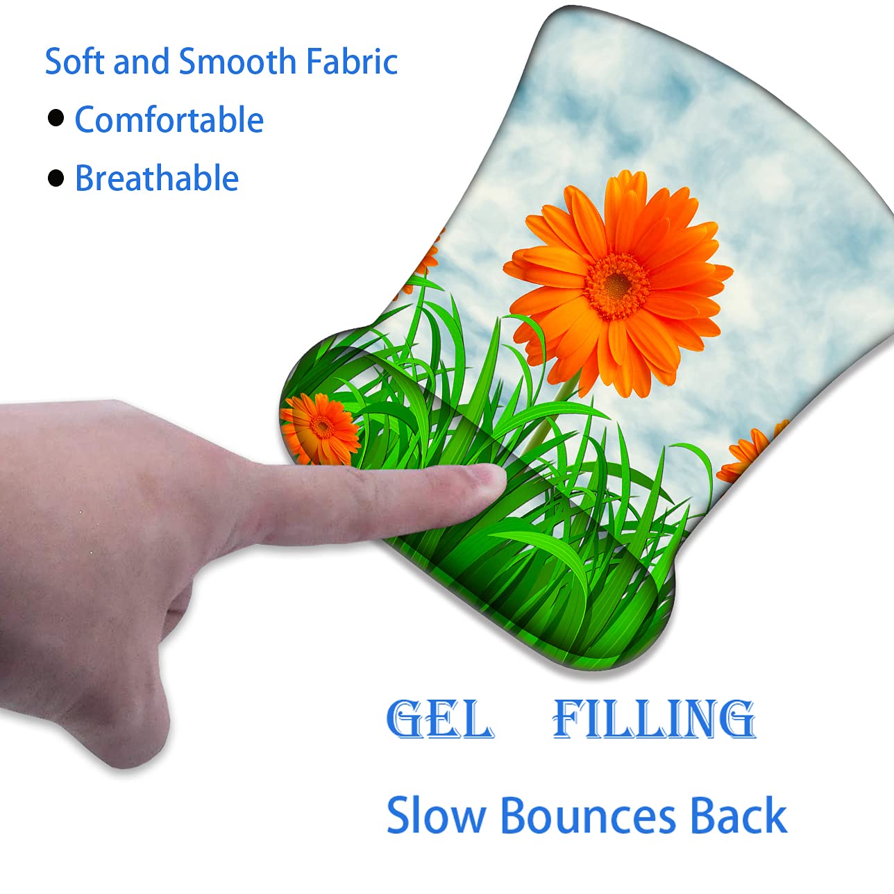 XMTMR-Glass Ergonomically Upgraded Keyboard Wrist Rest and Comfortable Gel Mouse Pad Set, Non-Slip Rubber Base Cute Coaster, for Work, Game Home, Sunflower