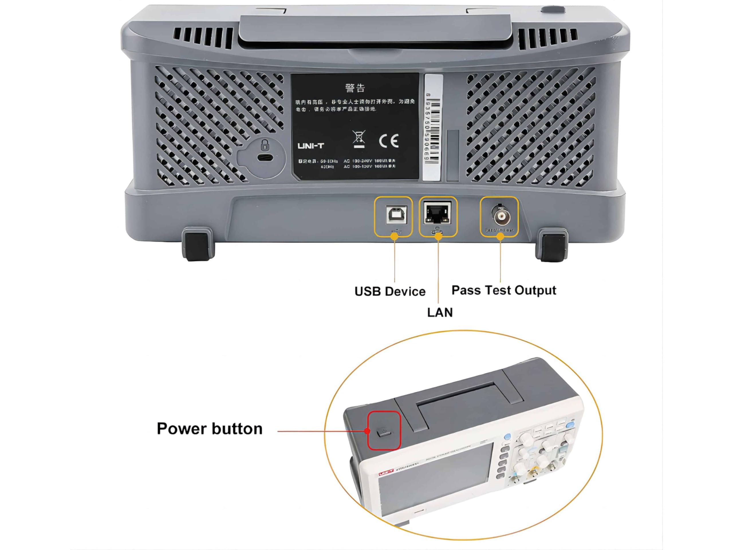 UNI-T Osciloscopios digitales UTD2102CEX+ 100 MHz 2 canales analógicos 1 GSa/s Frecuencia de muestreo en tiempo real 64 kpts 5000 wfm/s