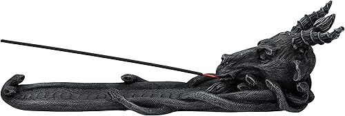 Miniatura 2 de Pacific Giftware Baphomet - Quemador de incienso, estatua coleccionable de resina gótica de cabra con serpientes, 11.25 x 3.75 x 3.5 pulgadas