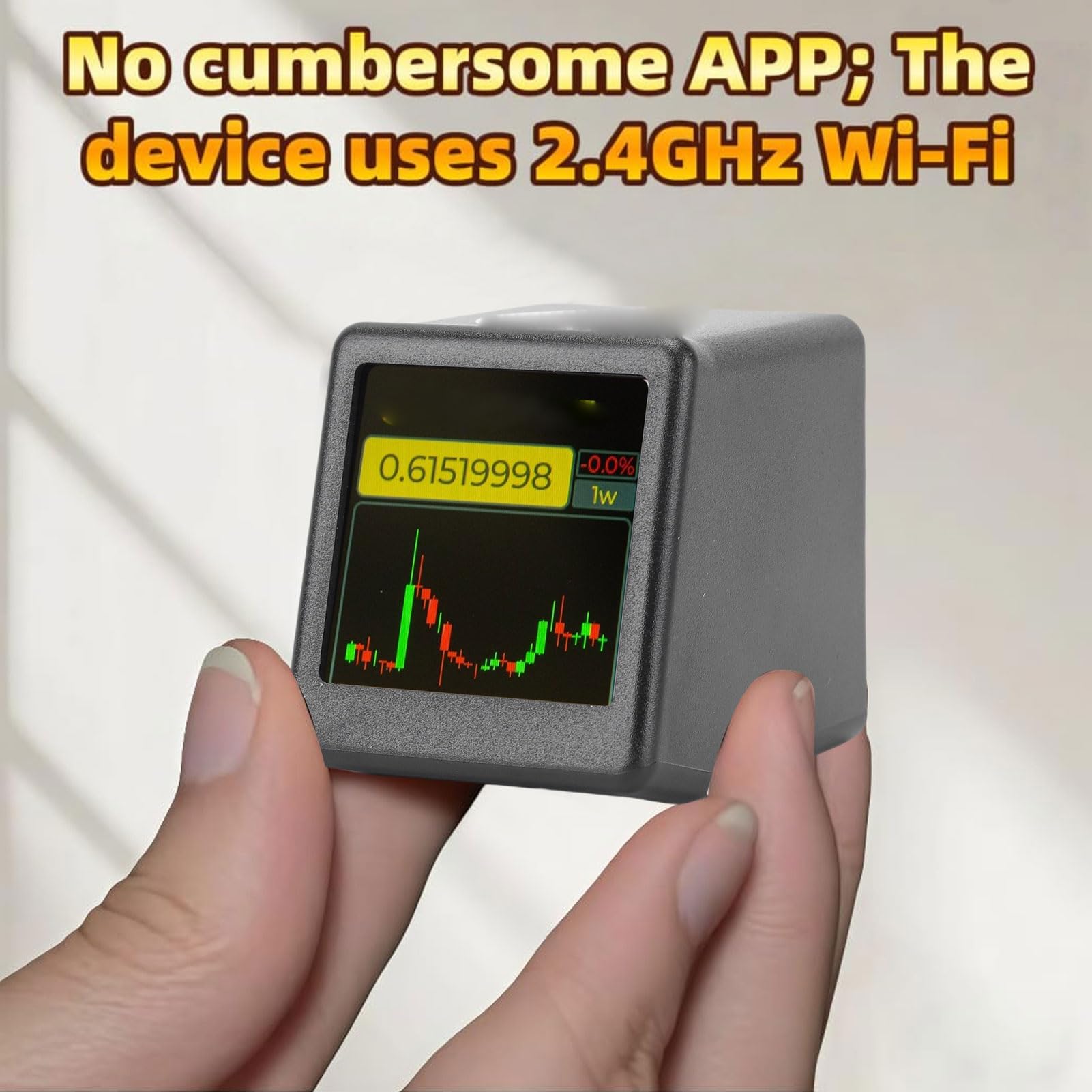 Afficheur de Prix Crypto et Bourse WiFi, Ticker Bitcoin Compact en Temps Réel avec Écran Tactile, Horloge, Météo et Animations GIF pour Bureau et Table de Chevet