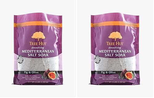 Miniatura 2 de Tree Hut Sal mediterránea desintoxicante para remojar higos y aceitunas, 3 libras, Epsom ultra hidratante para el cuidado corporal esencial nutritivo