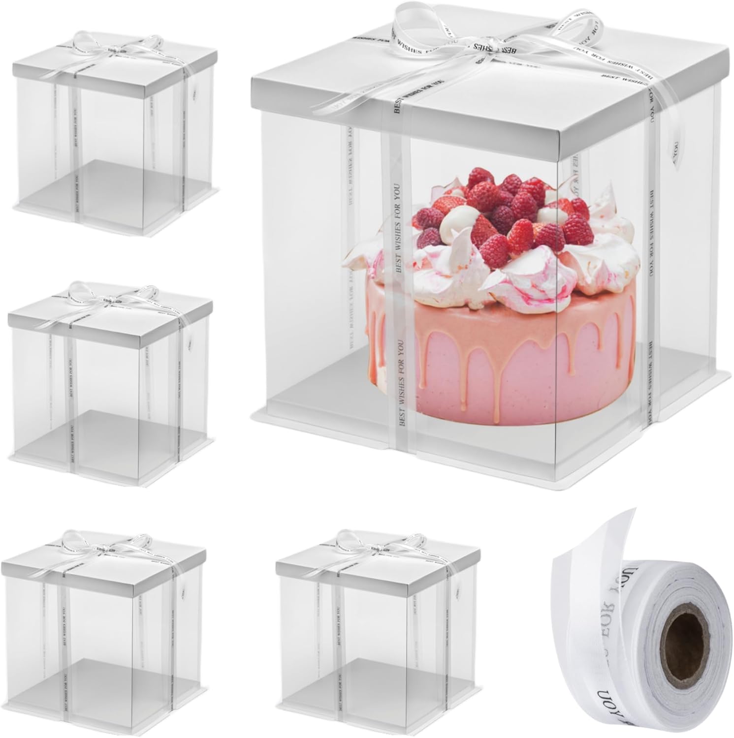 SETLUX Clear Cake Box Carrier 10" X 10" X 9" 4 Pack