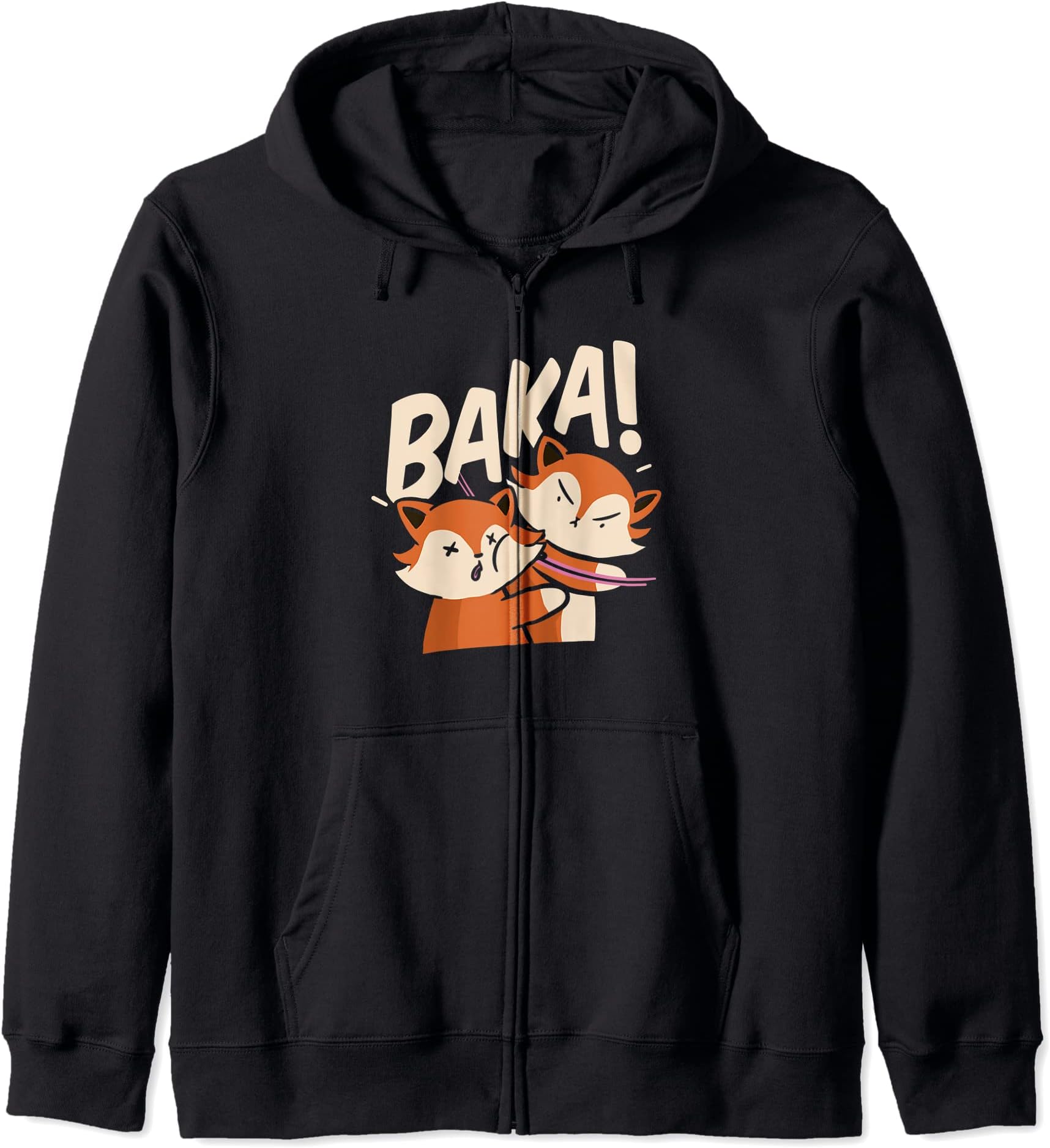 Baka Anime Slap Baka JapaneseBaka Anime Dog Slap Baka Japanese Fox Zip Hoodie