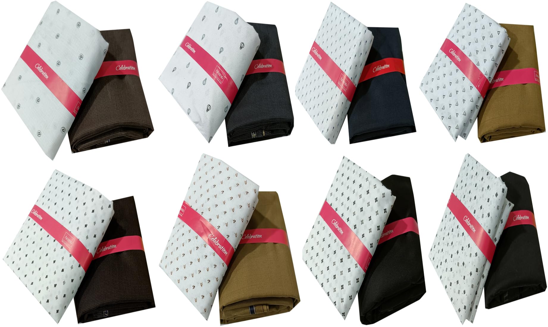 arvind Men's Premium Fabric, Cotton Shirt Material with Printed Pattern, 2 Pieces per Pack (pack of 8)-picture-39