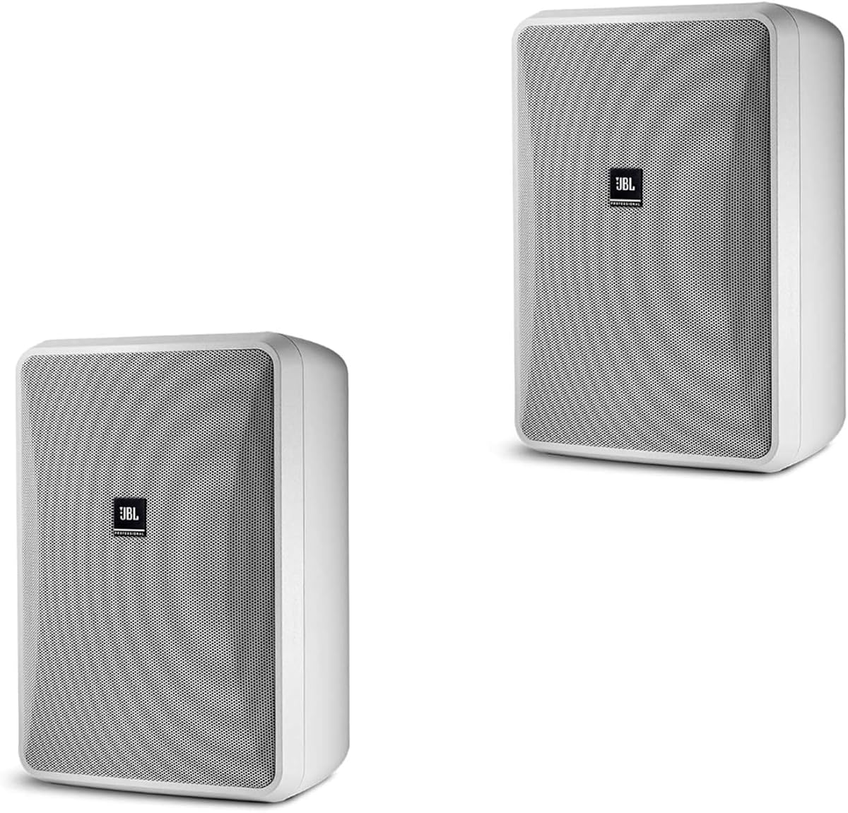 Professional CONTROL 28-1-WH wall-mounted indoor, outdoor speaker, broad sound coverage, 8 inch, 120 watt at 8Ω, high output background, foreground weatherproof speaker. Sold as a Pair. White.