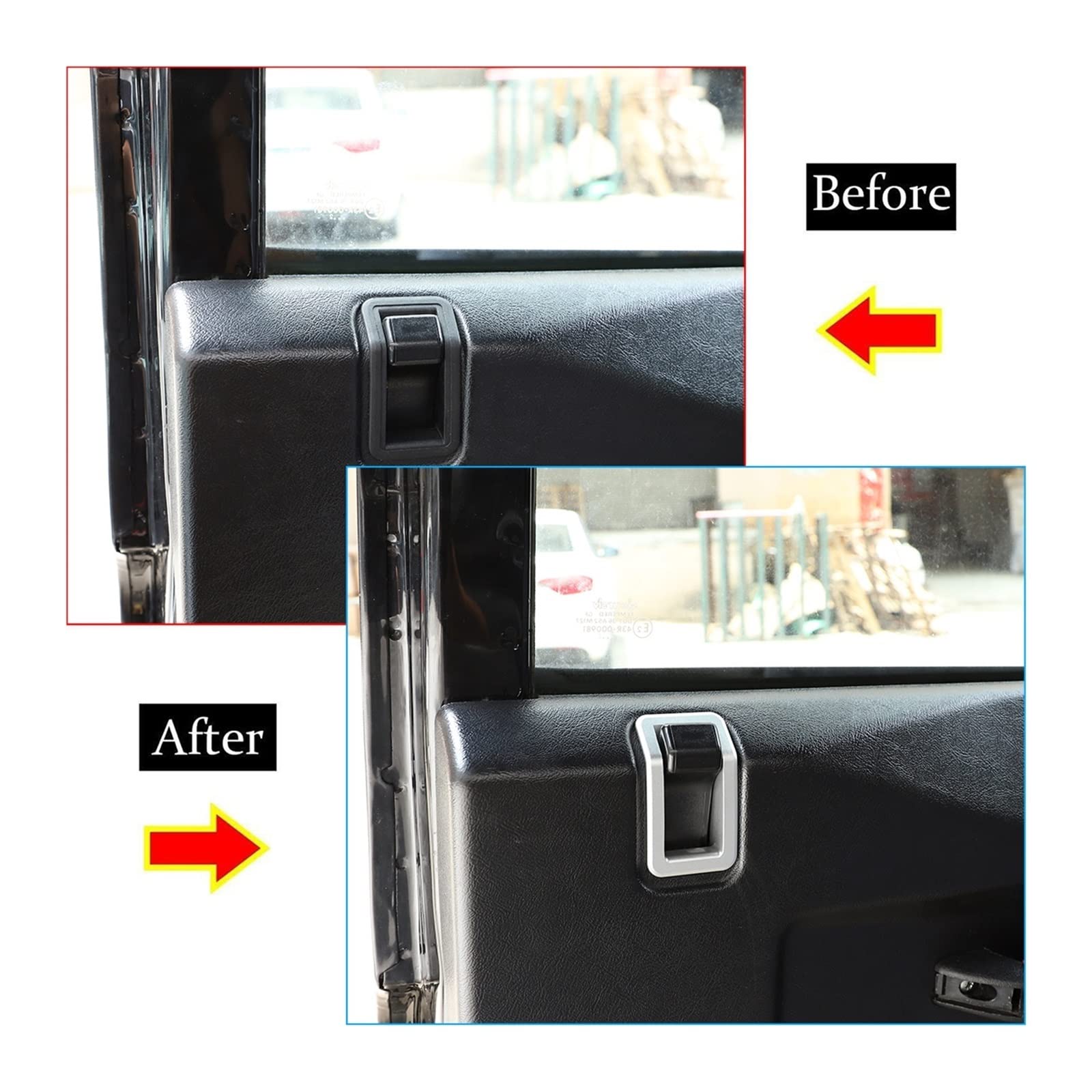 JIERS Pour Land Rover Defender 90 110 130 2004-2019, Goupille De Verrouillage De Porte De Voiture En Alliage D'aluminium Poignée Intérieure Cadre Couvercle Garniture Accessoires Auto