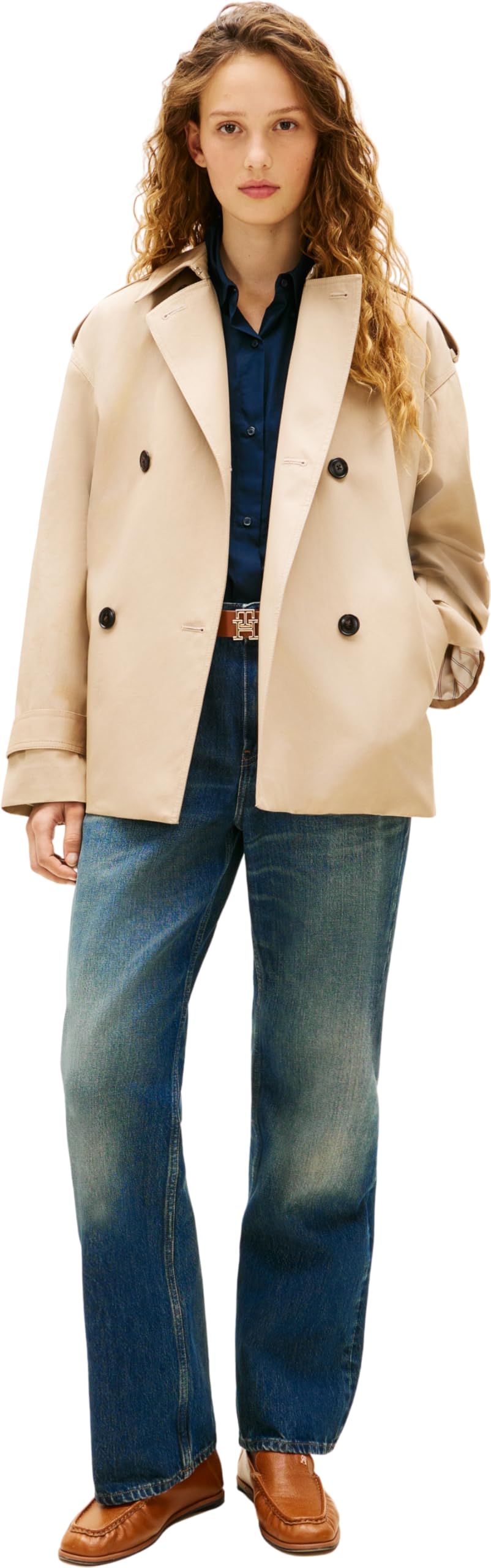 Tommy Hilfiger Cotton Short Trench Ww0ww40481 Giacca Aviator Donna (Pacco da 1)