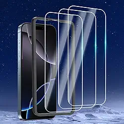 Pacote com 3 protetores de tela projetados para iPhone 16 Pro Max (6,9 polegadas) protetor de tela de vidro temperado, amigável e livre de bolhas ultra resistente (pacote com 3)