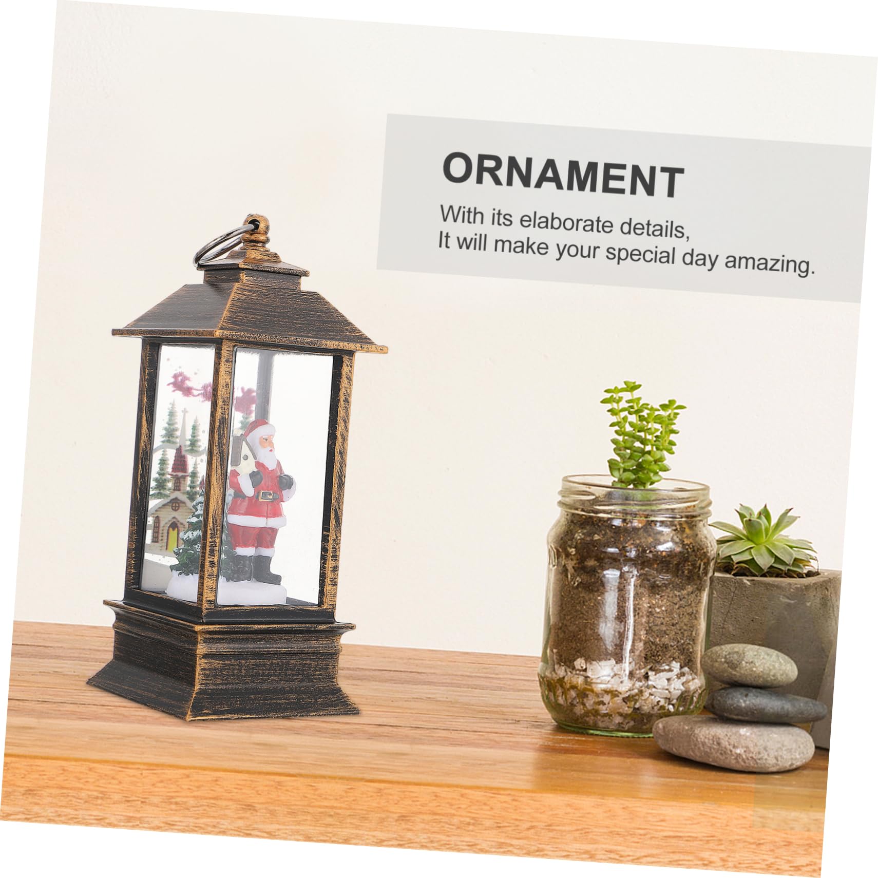 DECHOUS Battery Operated Christmas Lantern Glowing Santa Tabletop Ornament for Holiday Decor for Christmas Night Light and Festive Desktop Decoration