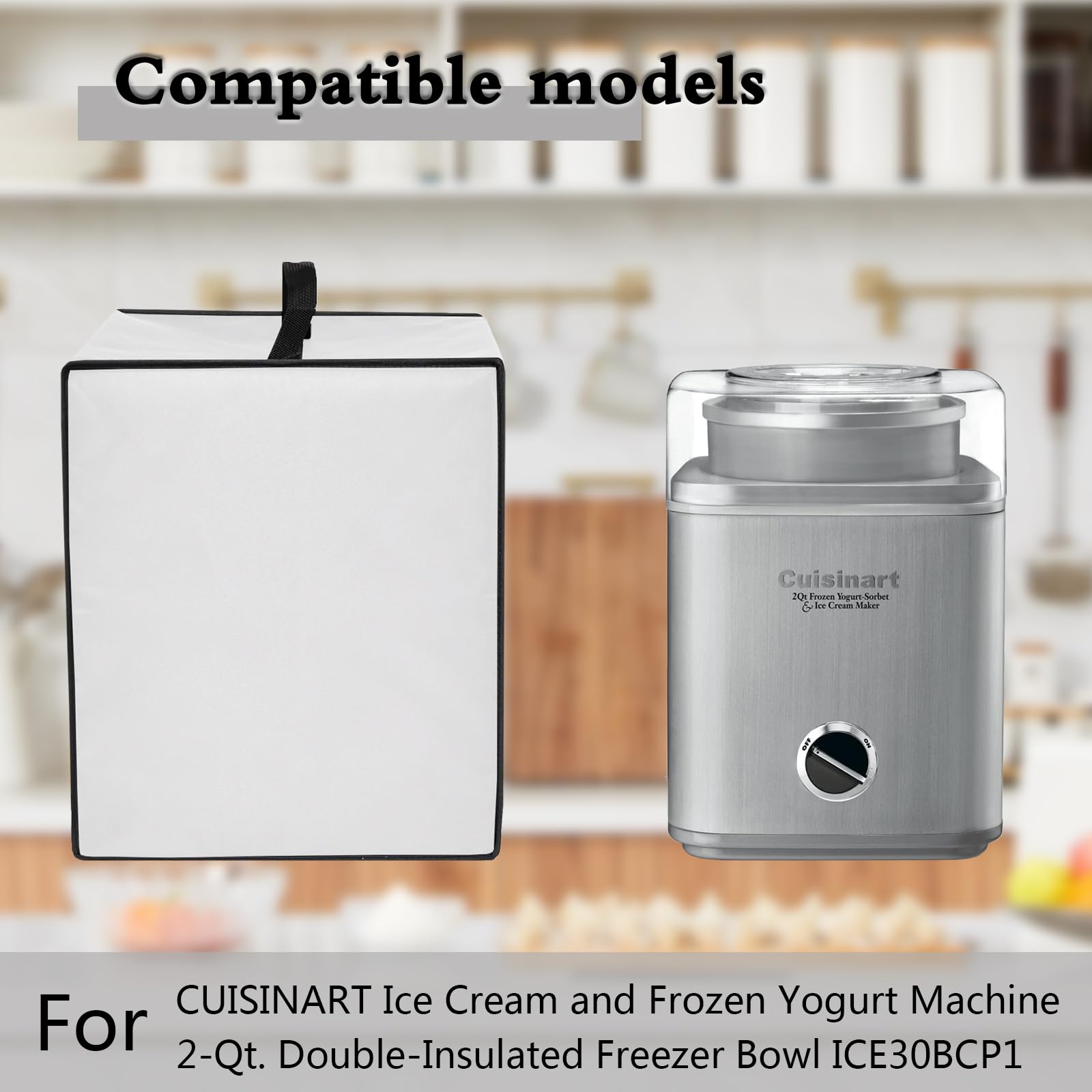 Dust Cover for CUISINART 2-Qt Ice Cream Maker, Heavy Duty Heat-resistant Waterproof Dust Protective Frozen Treat Maker Cover Case Compatible for CUISINART Ice Cream and Frozen Yogurt Machine ICE30BCP1