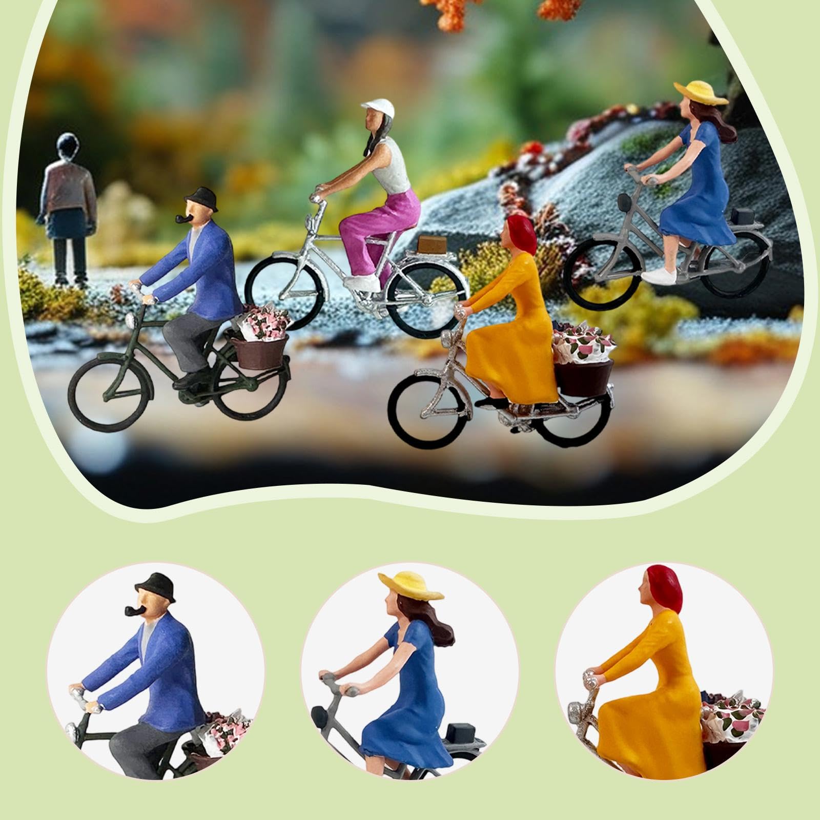 Set di 4 Figure di Ciclisti in 1:87 per Diorami da Giardino delle Fate.