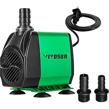 Vivosun 800gph Submersible Pump 3000l H 24w Ultra Quiet Water Pump With 10ft High Lift Fountain Pump With 5ft Power Cord 3 Nozzles For Fish Tank Pond Aquarium Statuary Hydroponics Amazon In Pet Supplies
