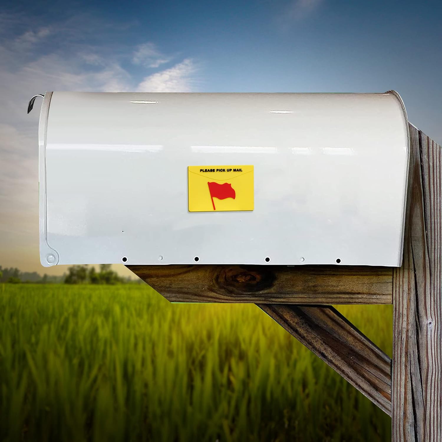 YeeBeny Post Flag Magnetic Replacement Flag for Outgoing Mail -Pickup Red Flag with Bright Yellow Background Please Pick Up Mail Mailbox Alert Magnet - 1.8x2.6 Inch Mailbox Notification Magnets