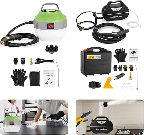 Dyna-Living Limpiador de vapor portátil de pantalla táctil inteligente de 1800 W y limpiador de vapor de 2500 W con tanque de gran capacidad de 1.4L