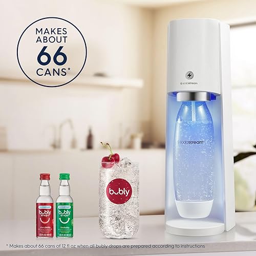 Miniatura 4 de SodaStream E-TERRA - Paquete de máquina de agua con gas (blanco) con CO2, botellas de carbonatación y sabores de gotas de bubly