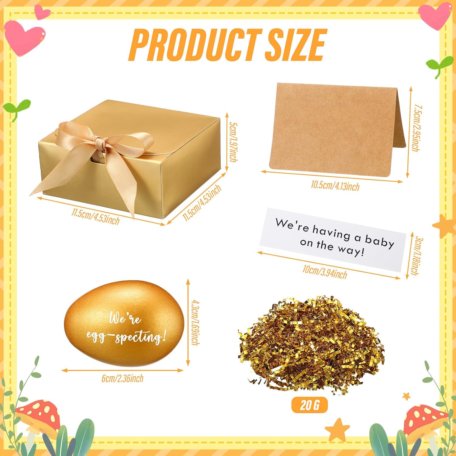 Egg Pregnancy Announcement Box Pregnancy Reveal Ideas Surprise Baby Announcement Gifts Fun Ways to Announce Pregnancy for Husband, Future Dad, Grandparents, Family, Friend (Gold Egg)