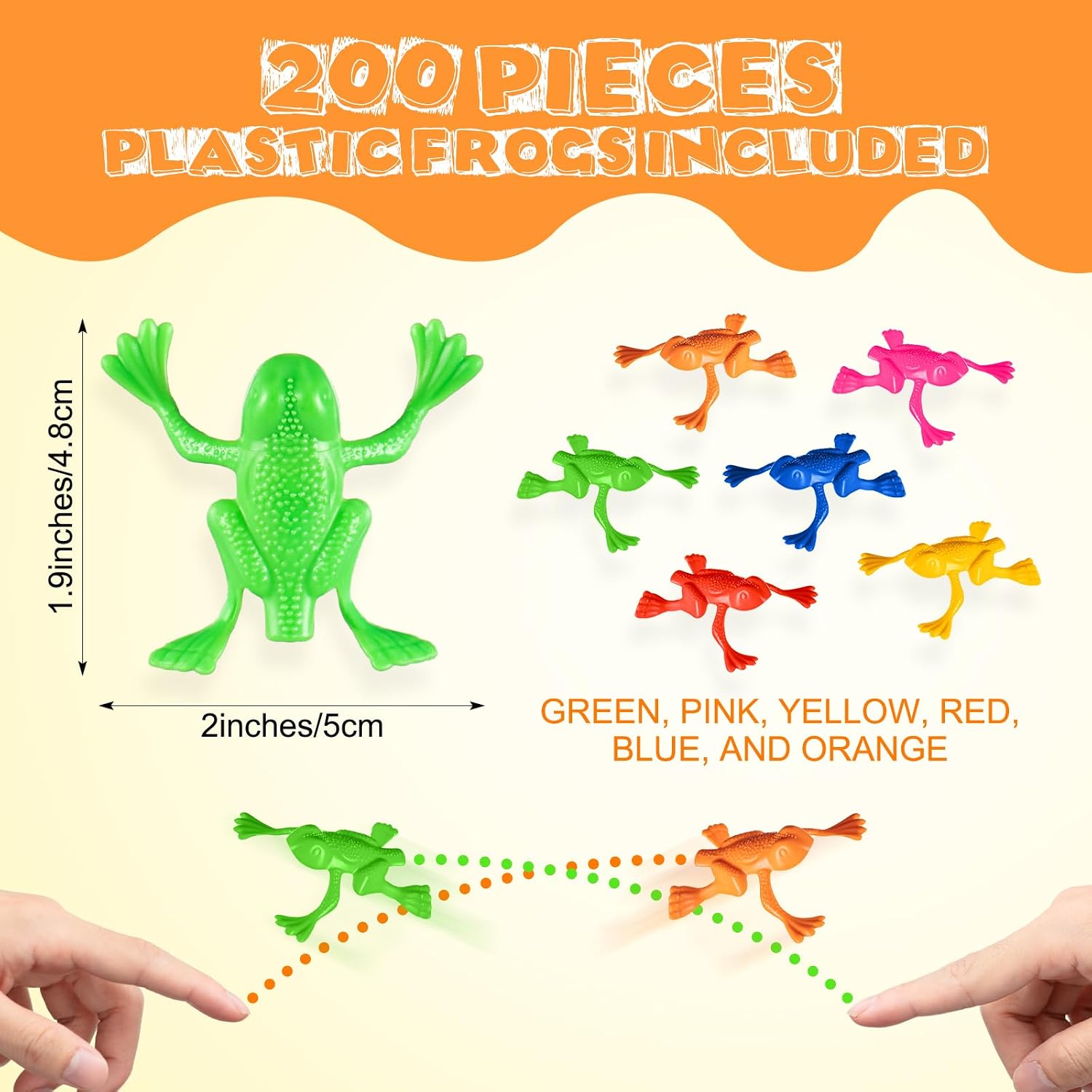 Silipull 400 Pcs Jumping Plastic Frogs for Kids Toys Bulk 2 Inches Assorted Colors Party Frogs for Party Favors Goody Bag Fillers Classroom Prize