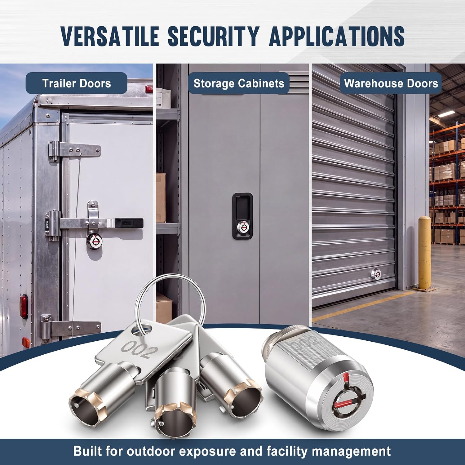 4 Sets Heavy Duty 19mm Roll up Door Cylinder Lock with 12 Keys | Solid Brass, Storage Unit Lock, Tubular Lock, Alloy Keys, Resistance Against Tampering, Drilling