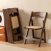 Vista 3 de Wooden Folding Chair with Soft Cushion, Simple and Stylish, Comfortable and Durable, Suitable for Weddings, banquets and Events, no Assembly