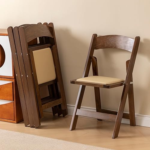 Miniatura 3 de Silla plegable de madera con cojín suave, simple y elegante, cómoda y duradera, adecuada para bodas, banquetes y eventos, no requiere montaje,