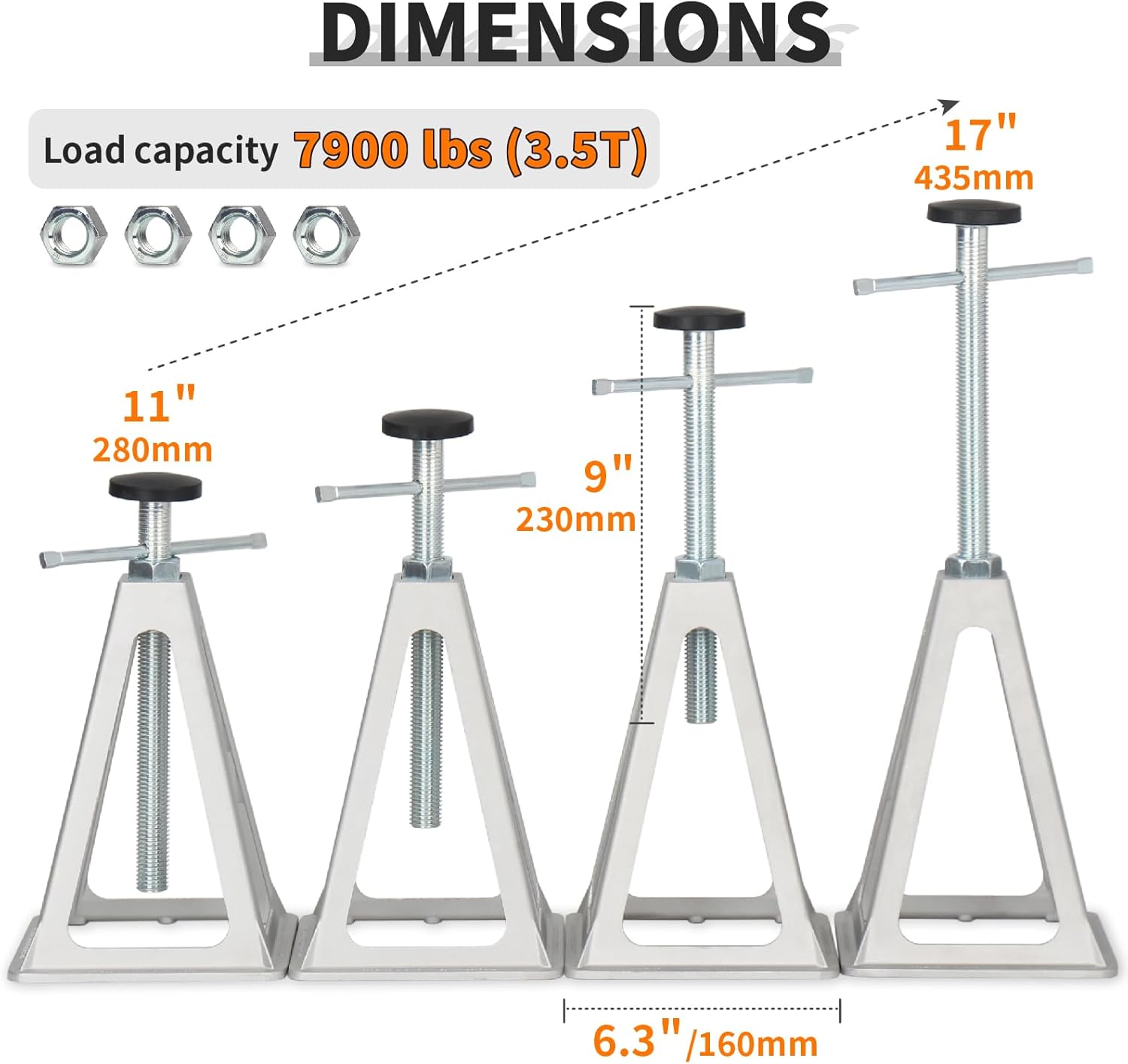 RV Stabilizer Jacks, Stack Jack Stands for RV Camper Travel Trailer, with Additional Screw Nuts and Cushion Rubber Mats - 4 Pack