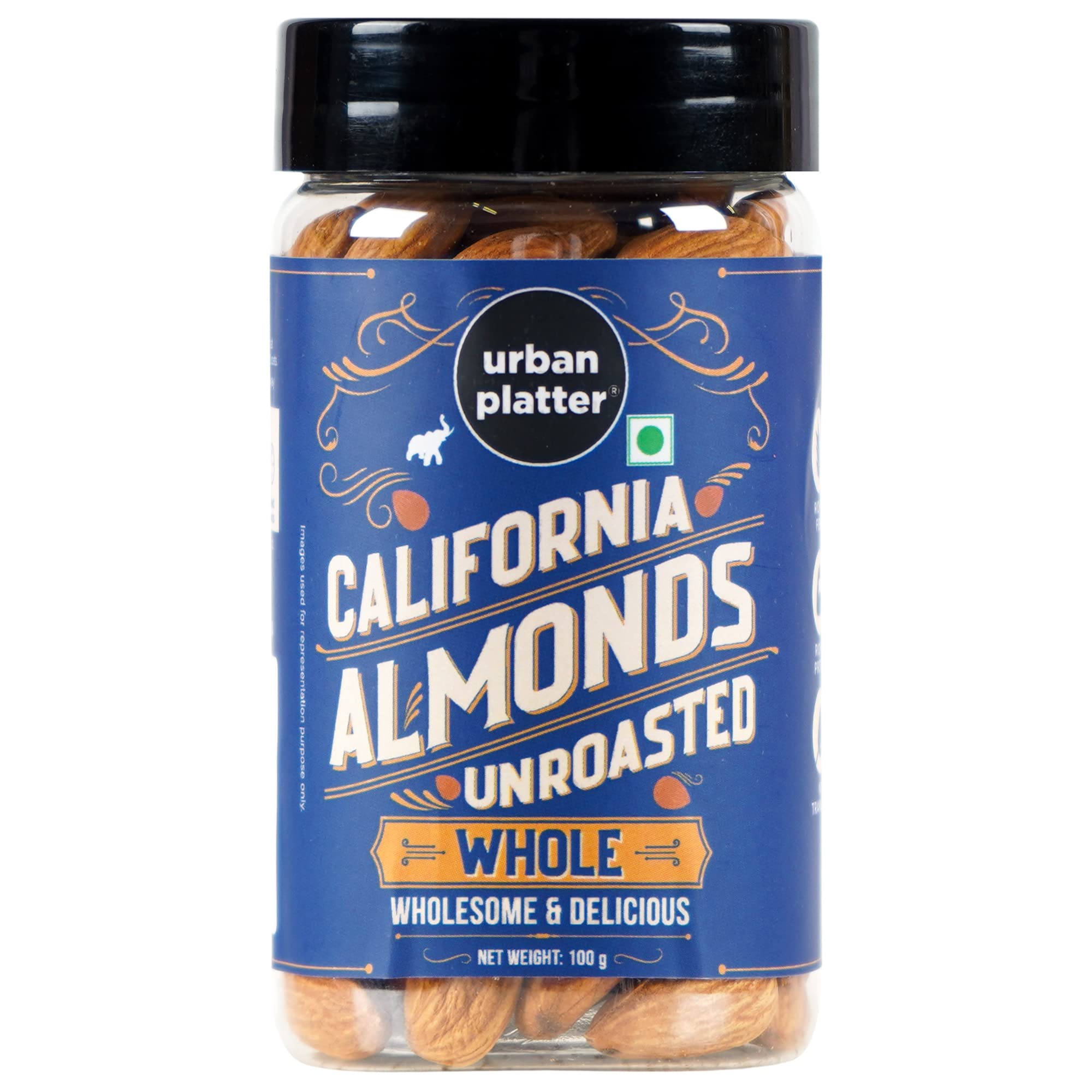Urban Platter Raw California Almonds, 100g (Rich in Fibre | Rich in Protein)