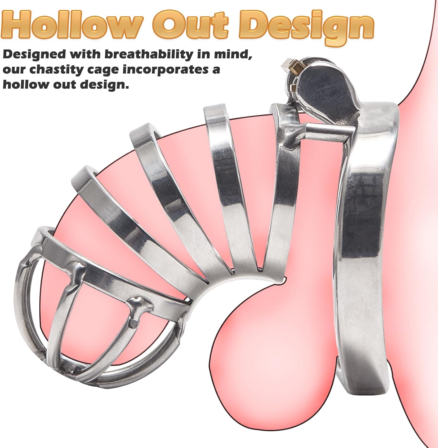 Male Chastity Cage Sex Toys Cock Cage, JOYFULLAB Metal Chastity Devices with 1.97 inch Size Ring and Invisible Lock for Men Penis Exercise and Abstinence, Sex Toys for Men