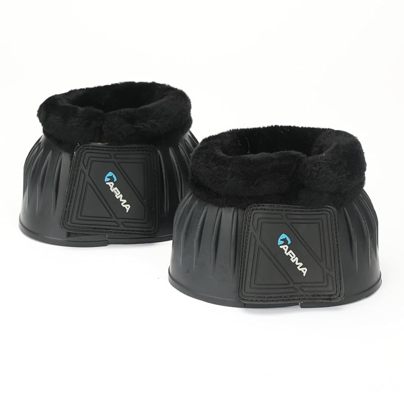 Bota de sino para cavalos Shires Arma Overreach com borracha de 6 mm, acabamento SupaFleece e Velcro duplo, Preto, X-Full
