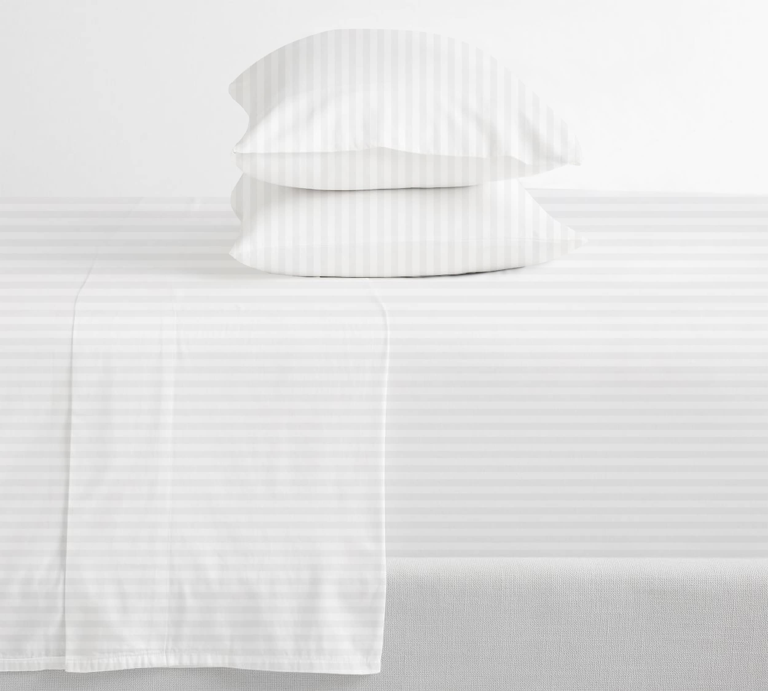 Kotton Culture Striped White King Sheets 1000 Thread Count 4 Piece 100% Egyptian Cotton Soft Long Staple Cotton Bedding Luxury Hotel Sheets with Deep Pockets Snug Fit Sateen Weave (Striped - White)