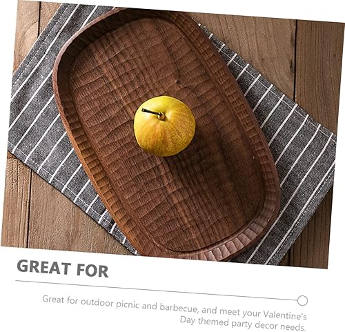 Miniatura 6 de Mobestech Bandeja de frutas de madera de nogal, placa de madera decorativa, fácil de combinar con decoración de cocina, bandeja para servir embutidos