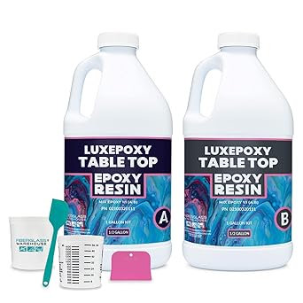 Luxepoxy Resin Gallon Kit Premium Epoxy Tabletop Countertop Kit with Epoxy Resin and Epoxy Hardener - Two Part 1:1 Epoxy Resin Clear High Gloss Easy Pouring, Craft. Art, Coatings, Self Leveling