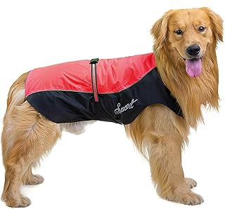 Ranphy Waterproof Dog Raincoat for Medium Large Dogs Reflective Adjustable Jackets Breathable Mesh Lined Poncho with Quick Release Buckles Outdoor Sports Pet Vest Jacket Coat, Pet Apparel Red 3XL
