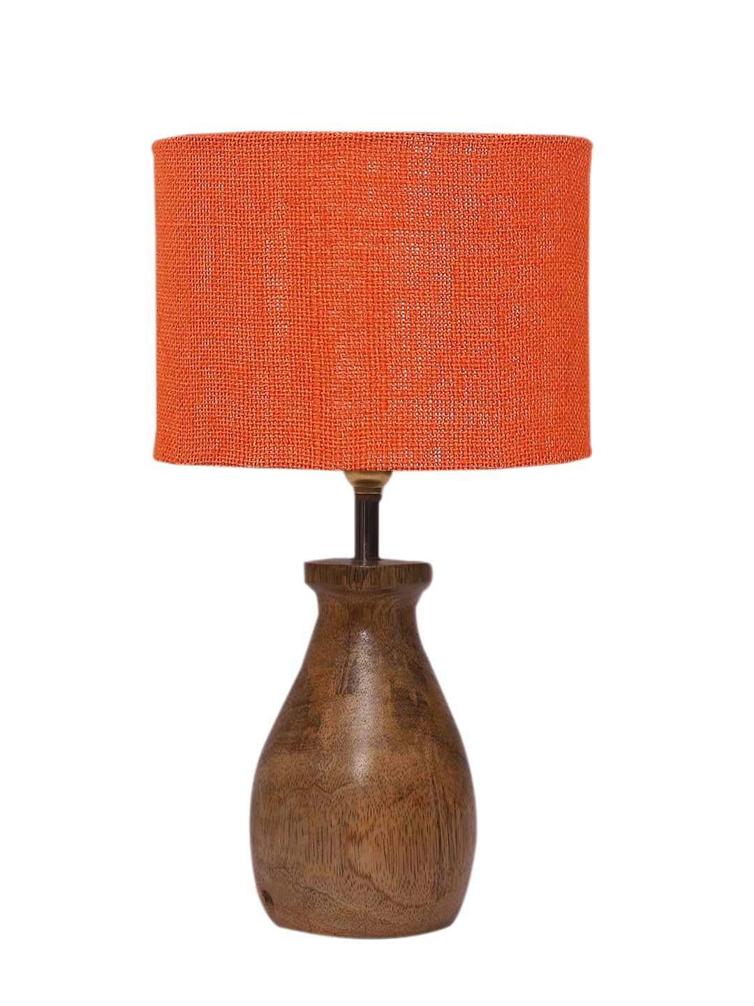 Devansh Orange Jute Table lamp with Wood Natural Base (7x13 inches)-19 2