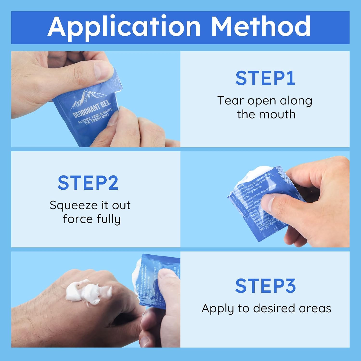 0.14oz Bulk Deodorant Gel Individually Wrapped,Trial Size Deodorant Mini Travel Size,Natural Mint And White Tea & Aluminum Free,Great for Travel Homeless Shelters Charities Hotels (1000)