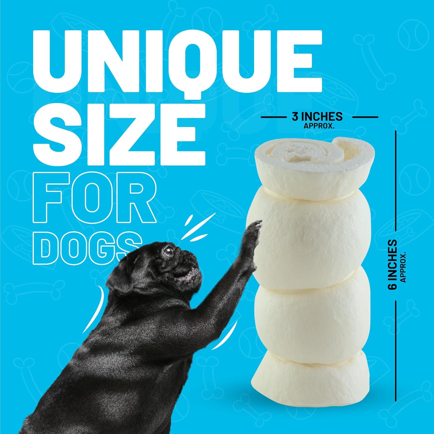 Sitka Farms Beef Cheek ROLL Natural 5-6 Inch (10 Count) Extra Thick Dog Chew Bones No Rawhide Sourced from Free Range Grass Fed/Healthy Teeth and Gums for Small Medium and Large Dogs