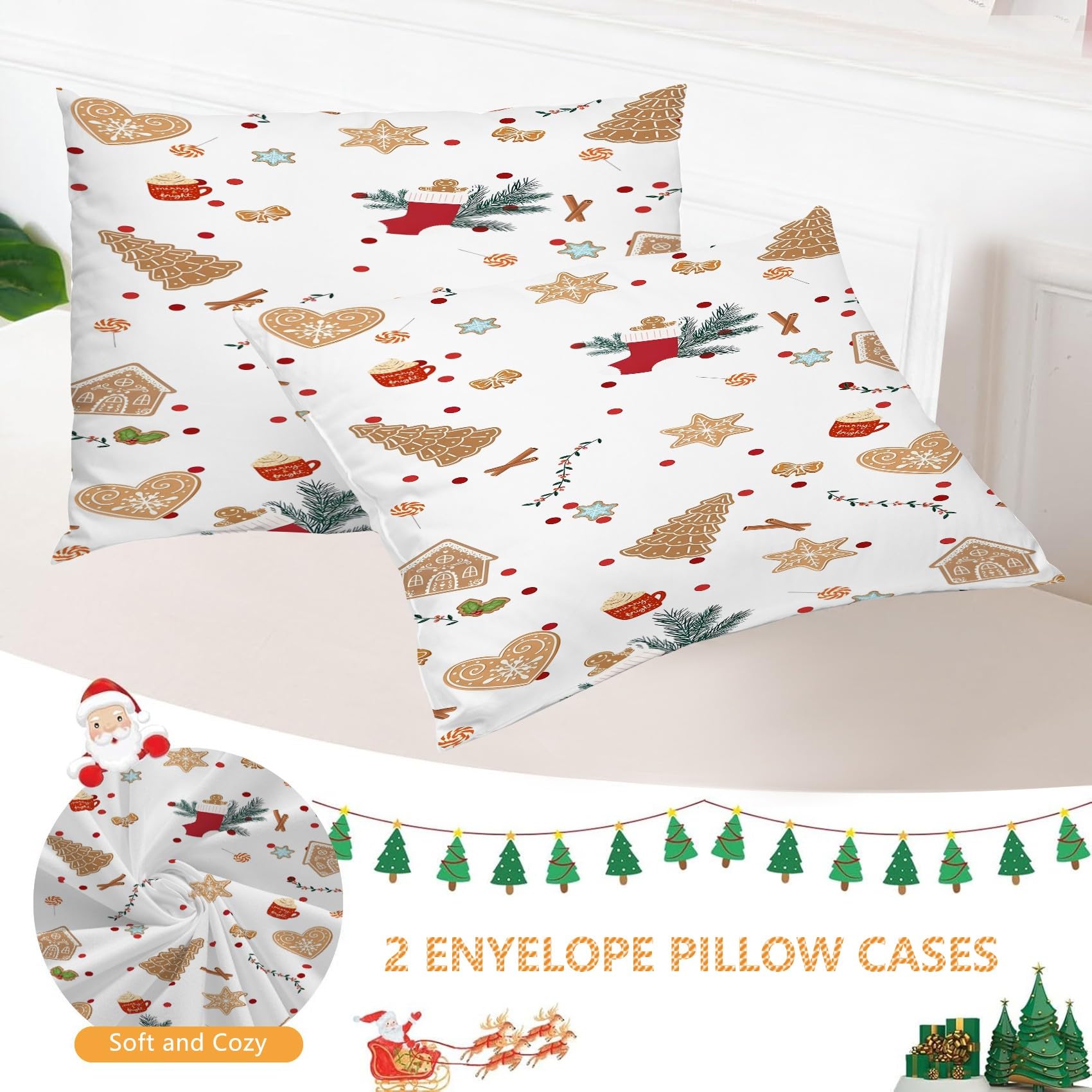 Choinka poszewka na kołdrę w rozmiarze king size, zestaw pościeli z mikrofibry z zamkiem błyskawicznym, miękka, przytulna poszewka na kołdrę 230 x 220 cm + 2 poszewki na poduszkę 50 x 75 cm