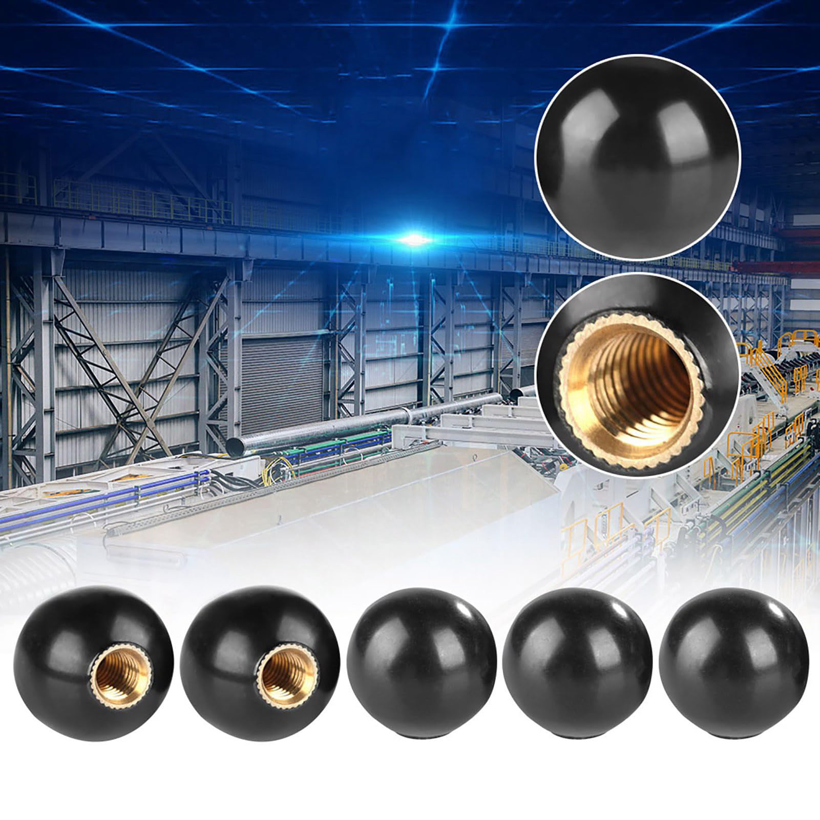 GOTOTOP 5pcs BM6*20 Round Ball Lever Knob Gear Shift Machine Tool Replacement Copper Insert Universal Accessories Easy Installation Convenient to Use Rugged Material