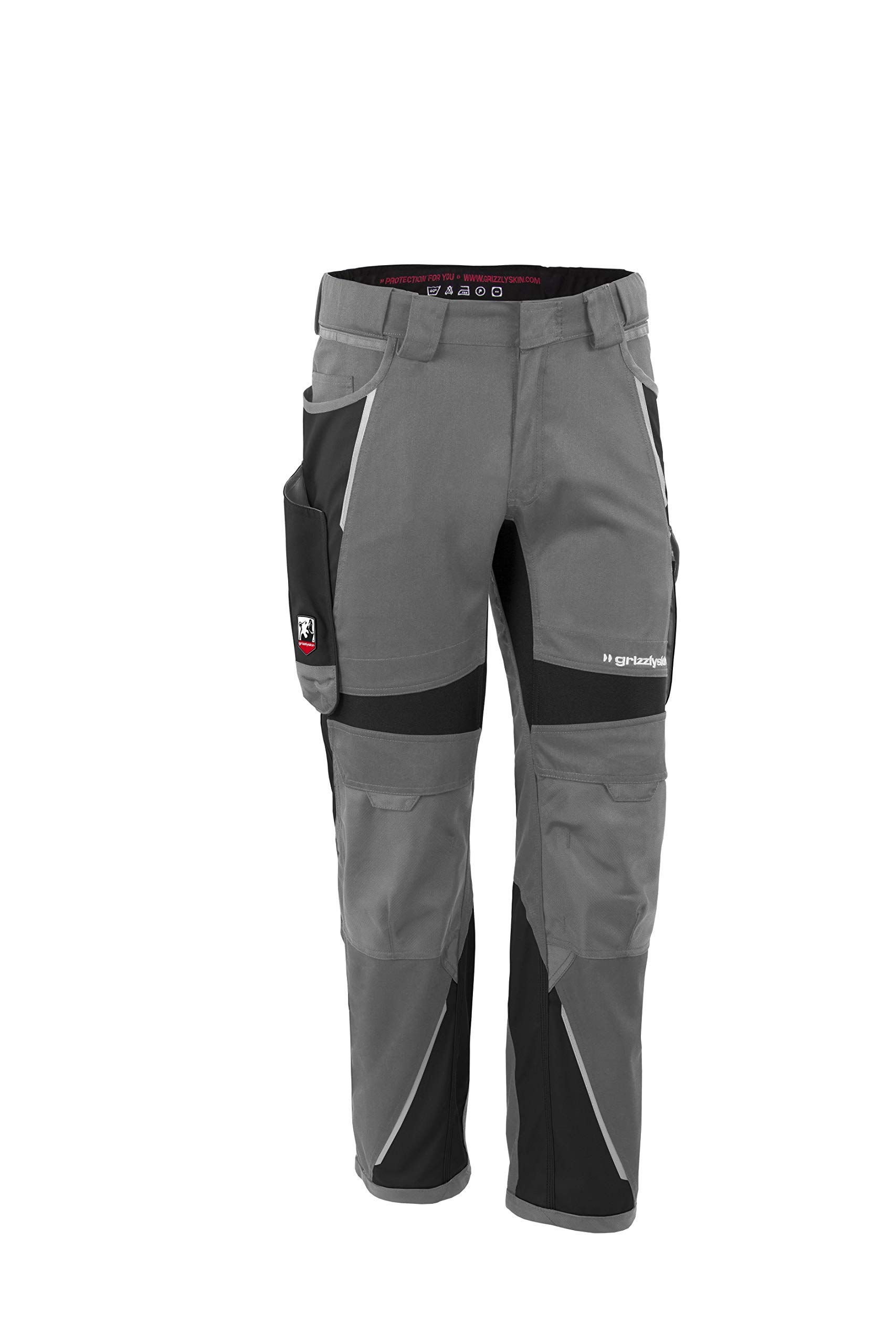 Uneek Montagehose Grau – Größentabelle 44-68, Mit Knietasche, Bundhose