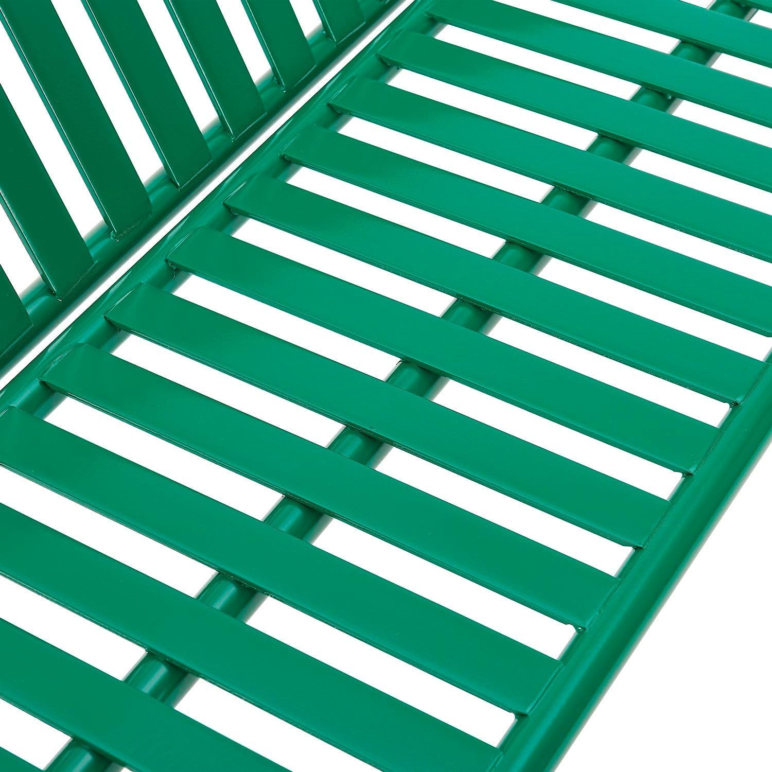 Global Industrial 4 ft. Outdoor Park Bench with Back, Vertical Steel Slat Construction, 600 lbs Capacity, Green, Unassembled, Heavy Duty Commercial Bench