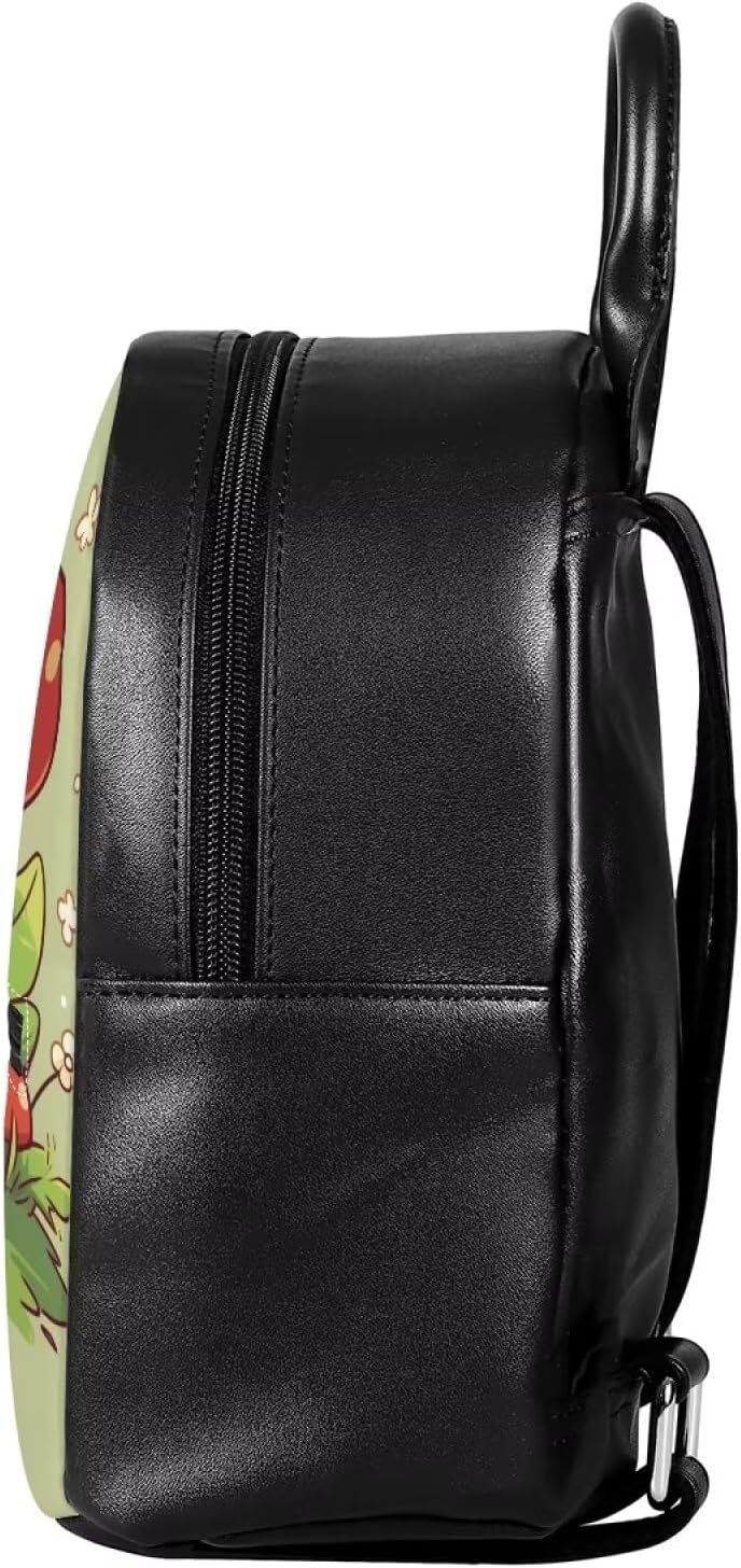 Showudesigns Cute Mushroom Frog Backpack for Teen Girls Purse Gifts Mini Pu Leather Backpacks Ladies Small Shoulder Bag Casual Tote Bags Handbag Daypack Green - Image 3